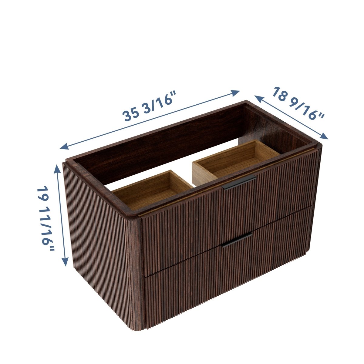 36 inch Floating Bathroom Vanity with Sink, Pre-Assembled, Wall Mounted Plywood Bathroom Storage Cabinet with Safety Rounded,Large Soft-Close Fluted Drawers & Metal Handles