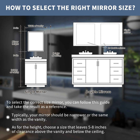 110" W x 48" H LED Heated Bathroom Mirror,Anti Fog,Dimmable,Dual Lighting Mode,Tempered Glass|Apex