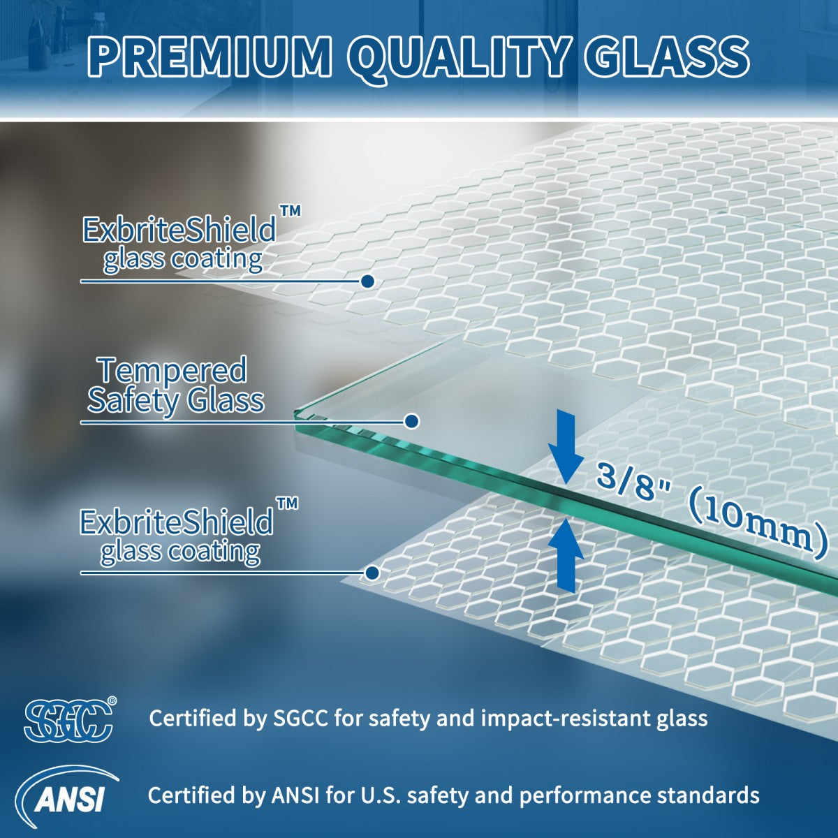 47-48" x 74" Pivot Frameless Shower Door,Chrome,Easy clean|ExBrite Valor Series