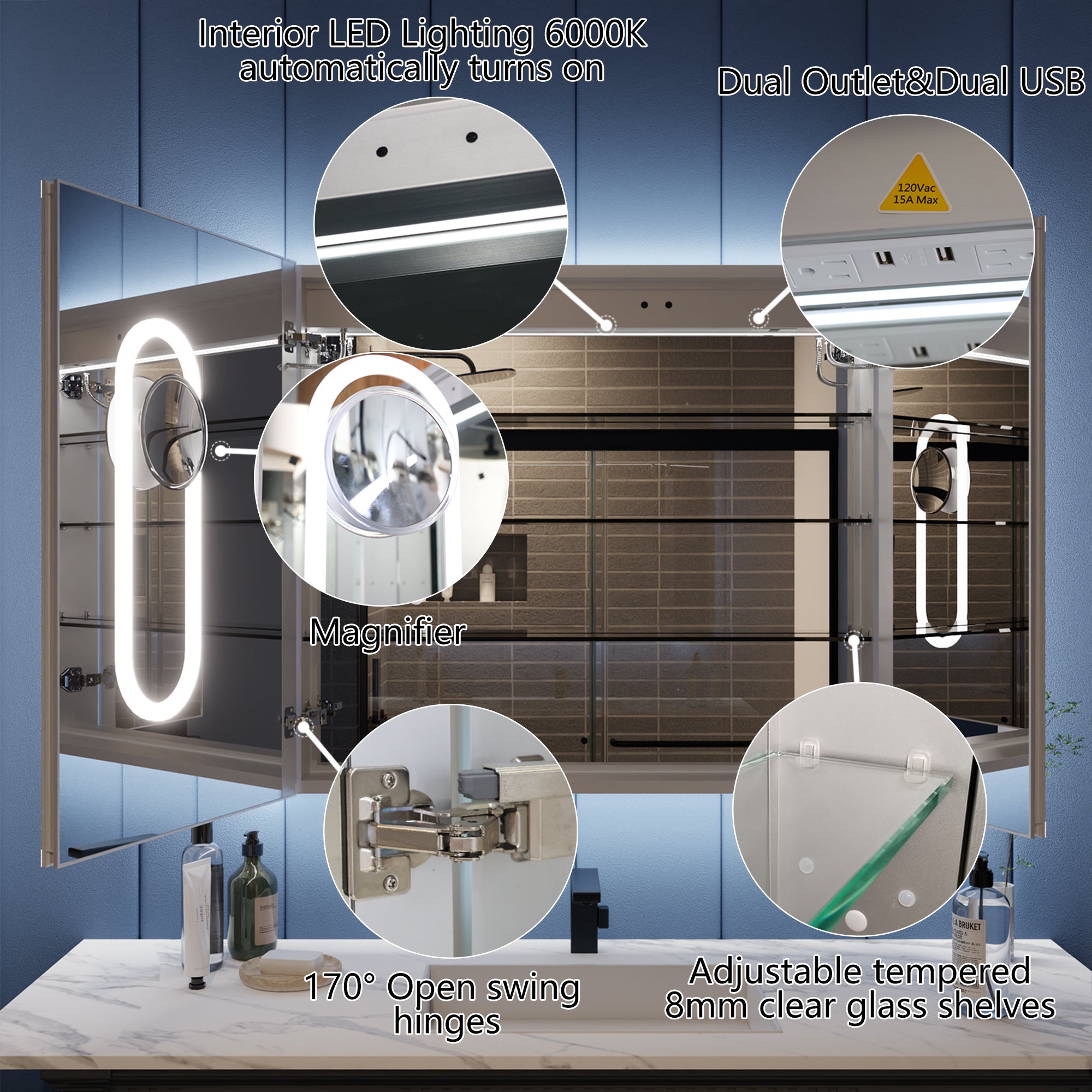 Recessed Medicine Cabinet with Mirror - Illusion 36