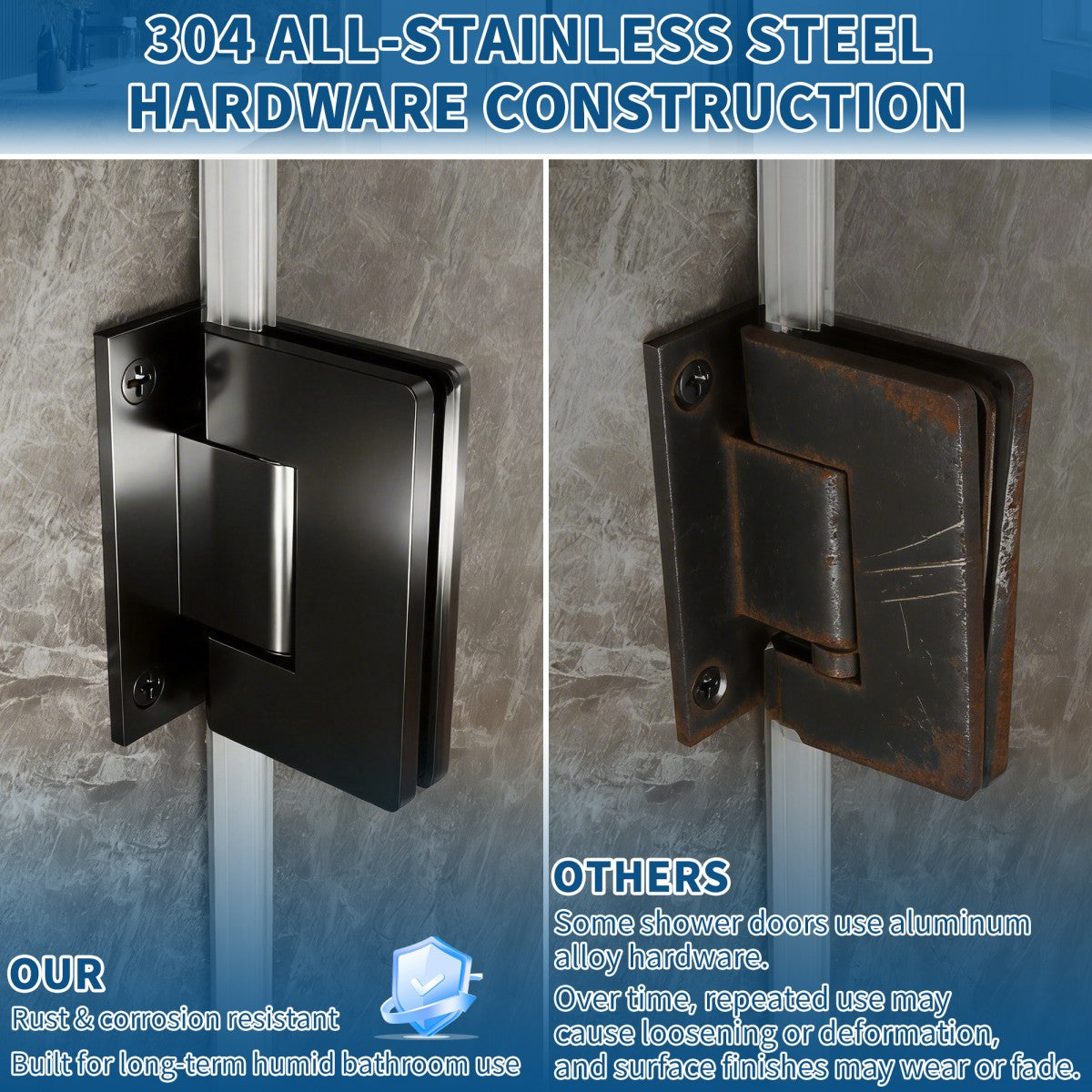 41-42" x 74" Pivot Frameless Shower Door,Matte Black,Easy clean|ExBrite Valor Series