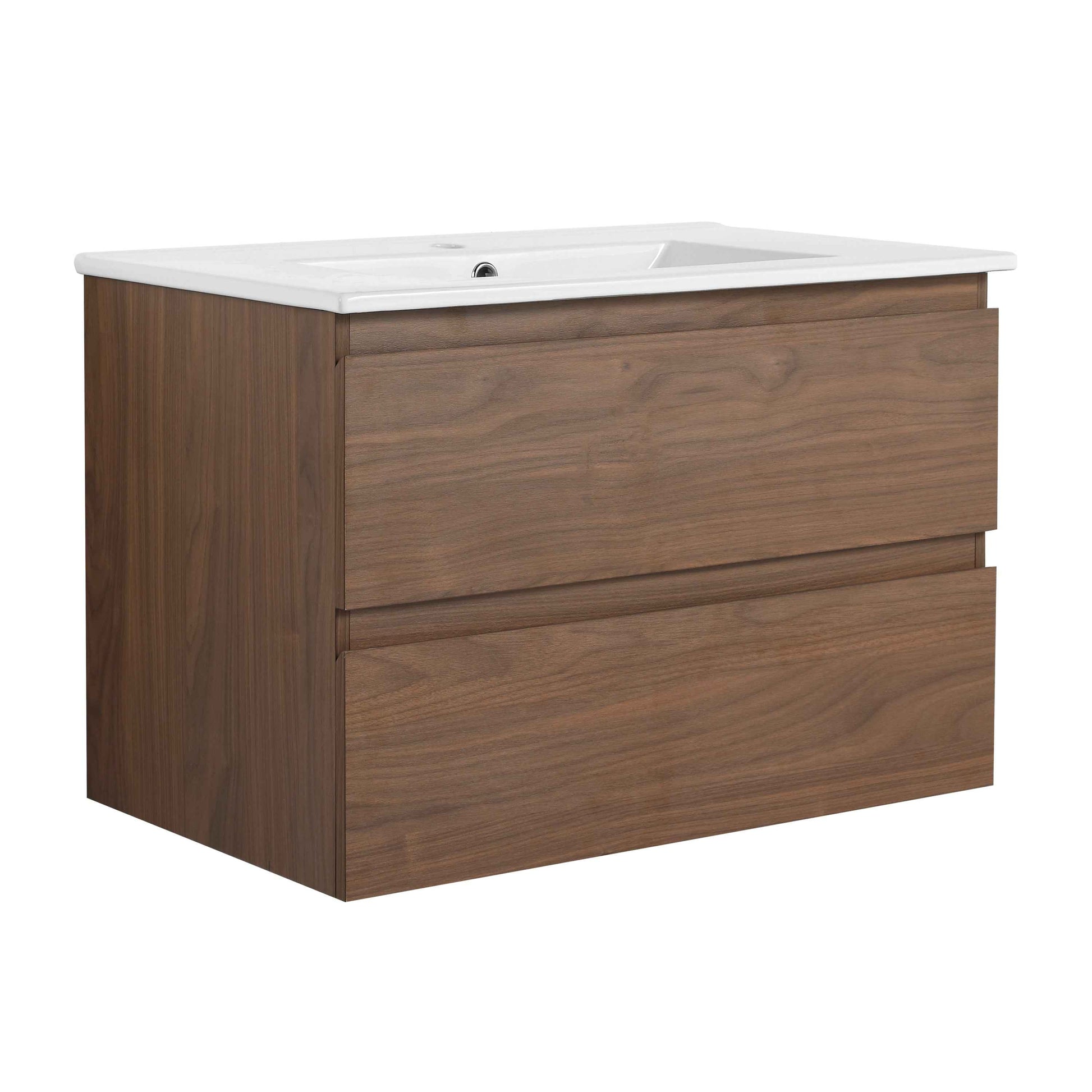30' Wall-Mounted Bathroom Vanity With Ceramic Sink, KD-Package,2-Soft Close Drawers, KD-Package