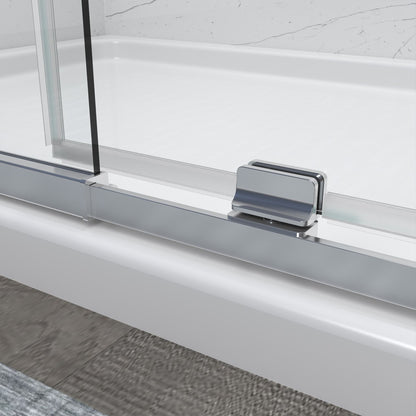 Flexi Showers 56-60" W x 71" H Glass Shower Doos Semi-Frameless,6mm Clear Tempered Glass Panel, Chrome Finish - ExBriteUSA