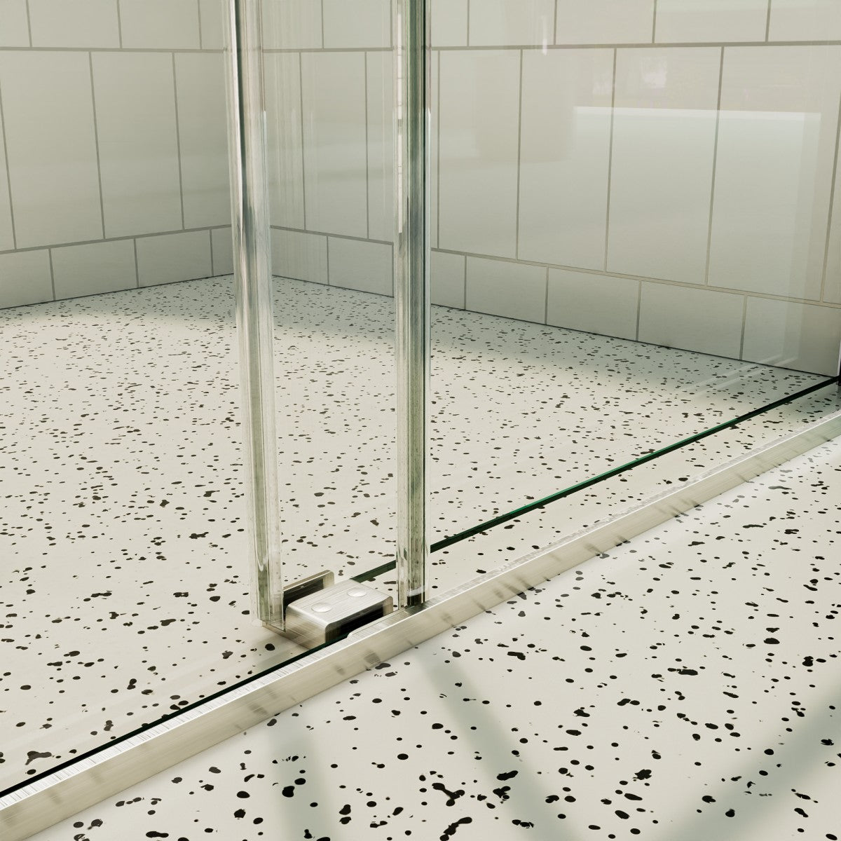 ExRoll 44-48" x 74" Frameless Shower Sliding Glass,Brushed Nickel,Water Repellent Glass Shower Door,Explosion-proof,Easy-to-clean coating