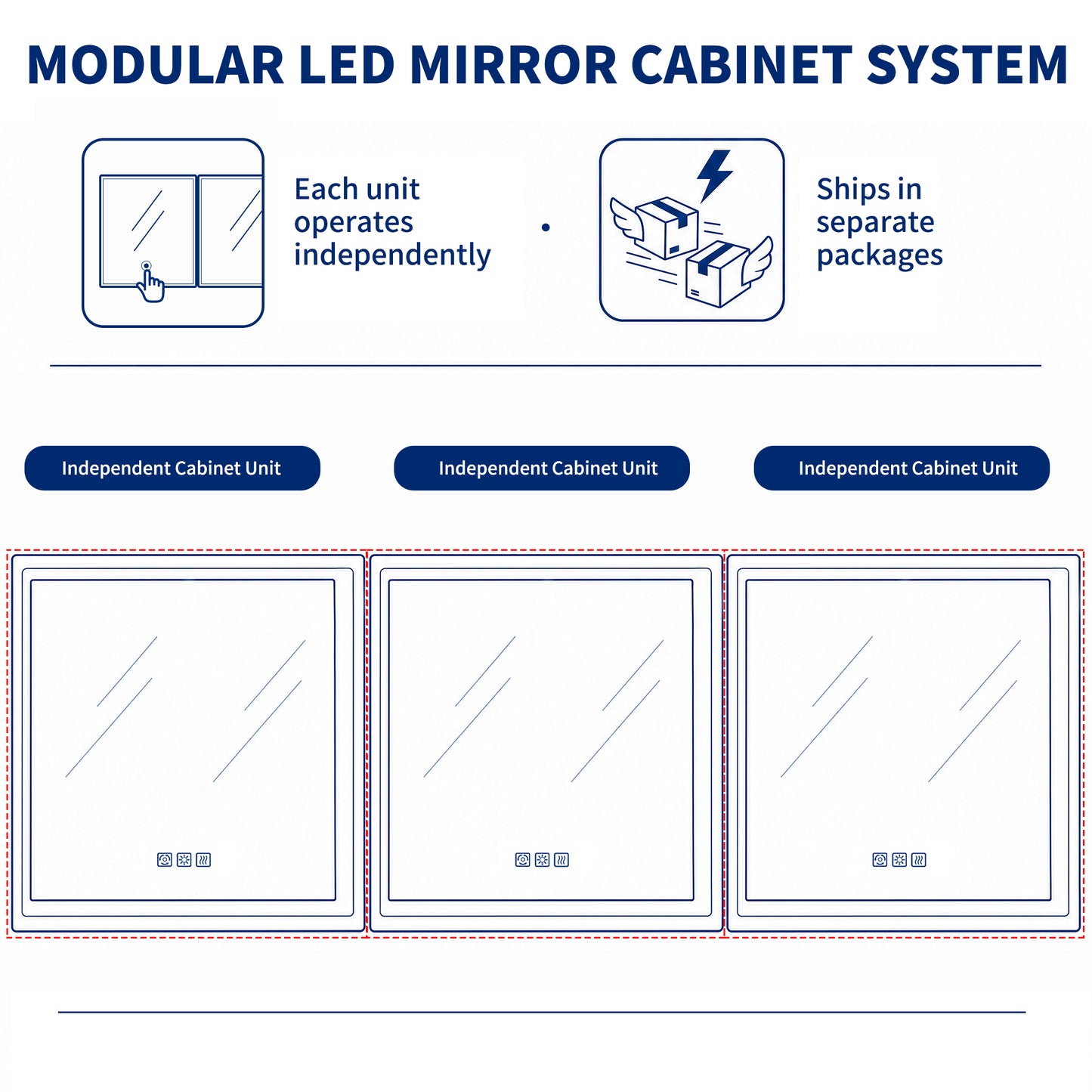 Illusion 92" x 32" Medicine Cabinet With LED Lighting with Magnifiers Front and Back Light
