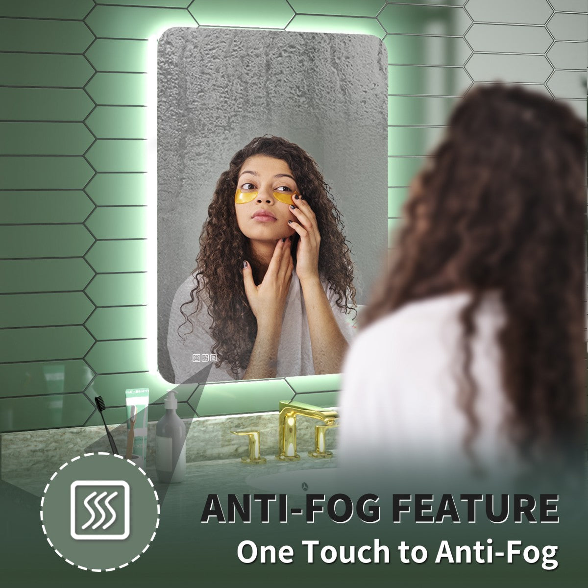 Brivaro 24" x 32" Backlit LED Bathroom Mirror with Nano-Tempered Glass, Anti-Fog, Dimmable, 3 Lighting Modes