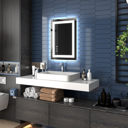 Apex 20" W x 28" H inch LED Bathroom Light Mirror,Anti Fog,Dimmable,Dual Lighting Mode,Tempered Glass