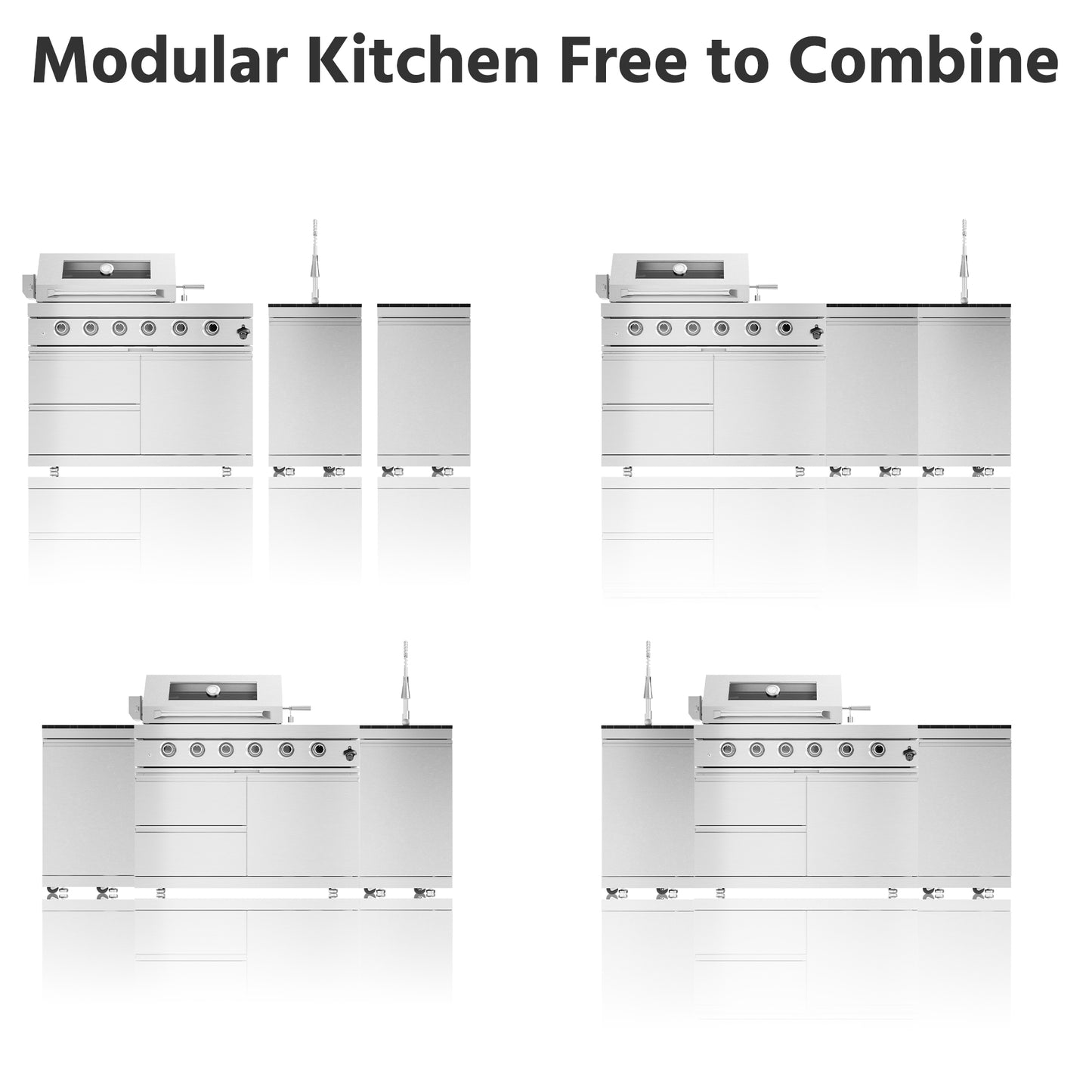 46-Inch 4-Burner 72000 BTU Deluxe Stainless Steel Gas Outdoor Kitchen Bar Barbecue Island Grill +Side B Rotisserie + Granite Countertops + Storage Cabinets & Drawers + Stainless Steel Sink/Faucet