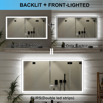 Apex-Noir 55"x30" Framed LED Lighted Bathroom Mirror