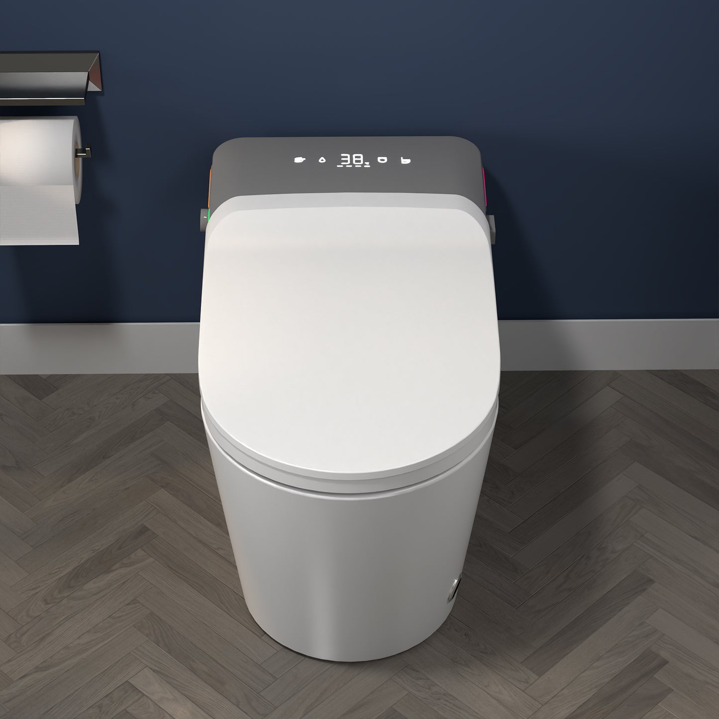 ExBrite Smart Bidet Toilet with Remote Control.Raised Tankless Toilet with LED Display. Auto Open/AutoHeated. Seat Toilet Bidet with Aromatherapy System.Warm Water And Dry.Off Seat Flush.Foot Sensor.