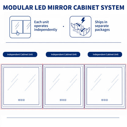 Illusion-B 78" x 36" Recessed Medicine Cabinet with LED Lights and Magnifiers, Front and Back Lighting