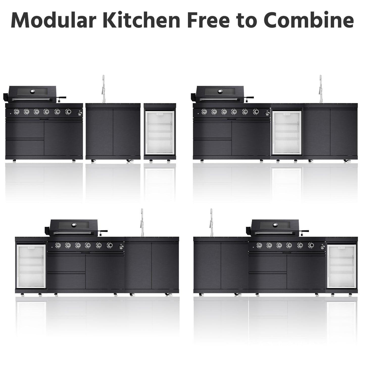 46-Inch 4-Burner 72000 BTU Deluxe Stainless Steel Gas Outdoor Kitchen Bar Barbecue Island Grill + Wine Cooler Compact Refrigerator + Rotisserie kit + Granite Countertops + Stainless steel Sink-104