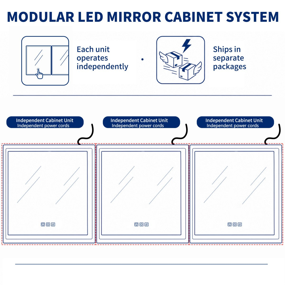 Illusion 92" x 32" Medicine Cabinet With LED Lighting with Magnifiers Front and Back Light