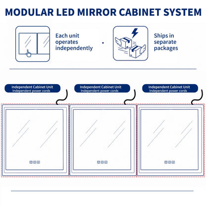 Illusion 92" x 32" Medicine Cabinet With LED Lighting with Magnifiers Front and Back Light
