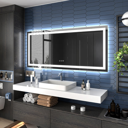 Apex 72" W x 32" H LED Bathroom Large Light Led Mirror,Anti Fog,Dimmable,Three Lighting Modes
