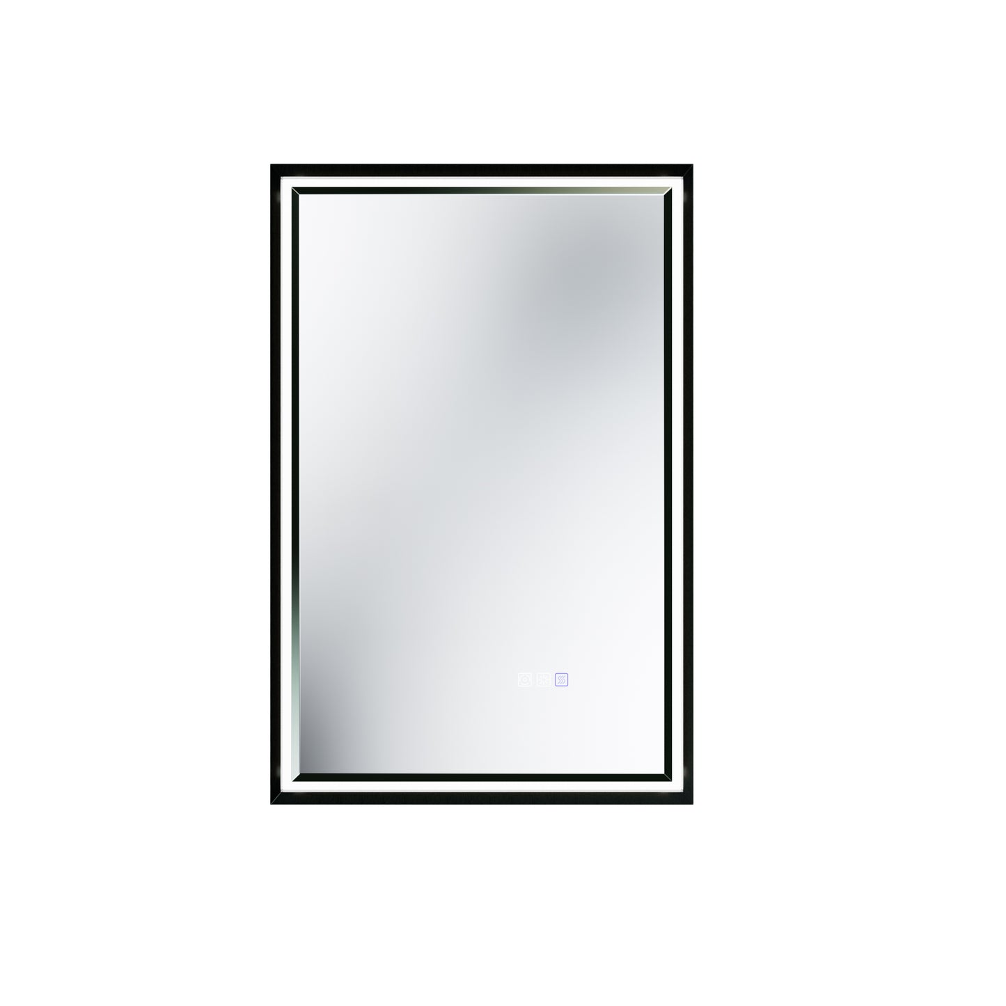 Verloar 22" W x 34" H Dimmable Lighted Bath Mirror with Light, Anti Fog and Matte Black Frame