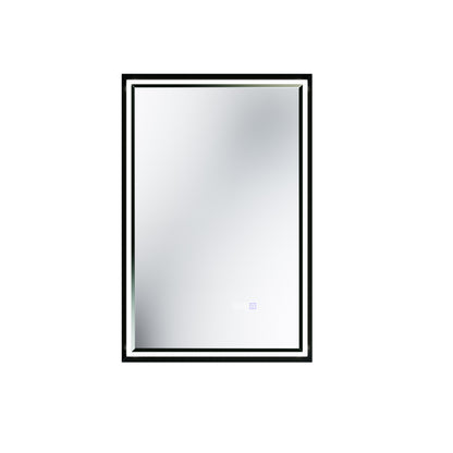 Verloar 22" W x 34" H Dimmable Lighted Bath Mirror with Light, Anti Fog and Matte Black Frame