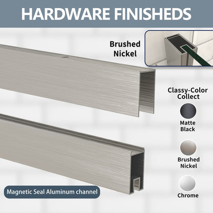 Prism Neo-Angle Frameless Shower Door 38 in. W x 72 in. H Corner Shower Enclosure with 6mm Clear Glass,Pivot Shower Doors,Brushed Nickel