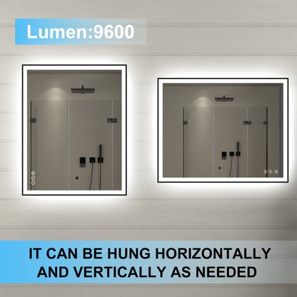 Apex-Noir 48"x36" Framed LED Lighted Bathroom Mirror