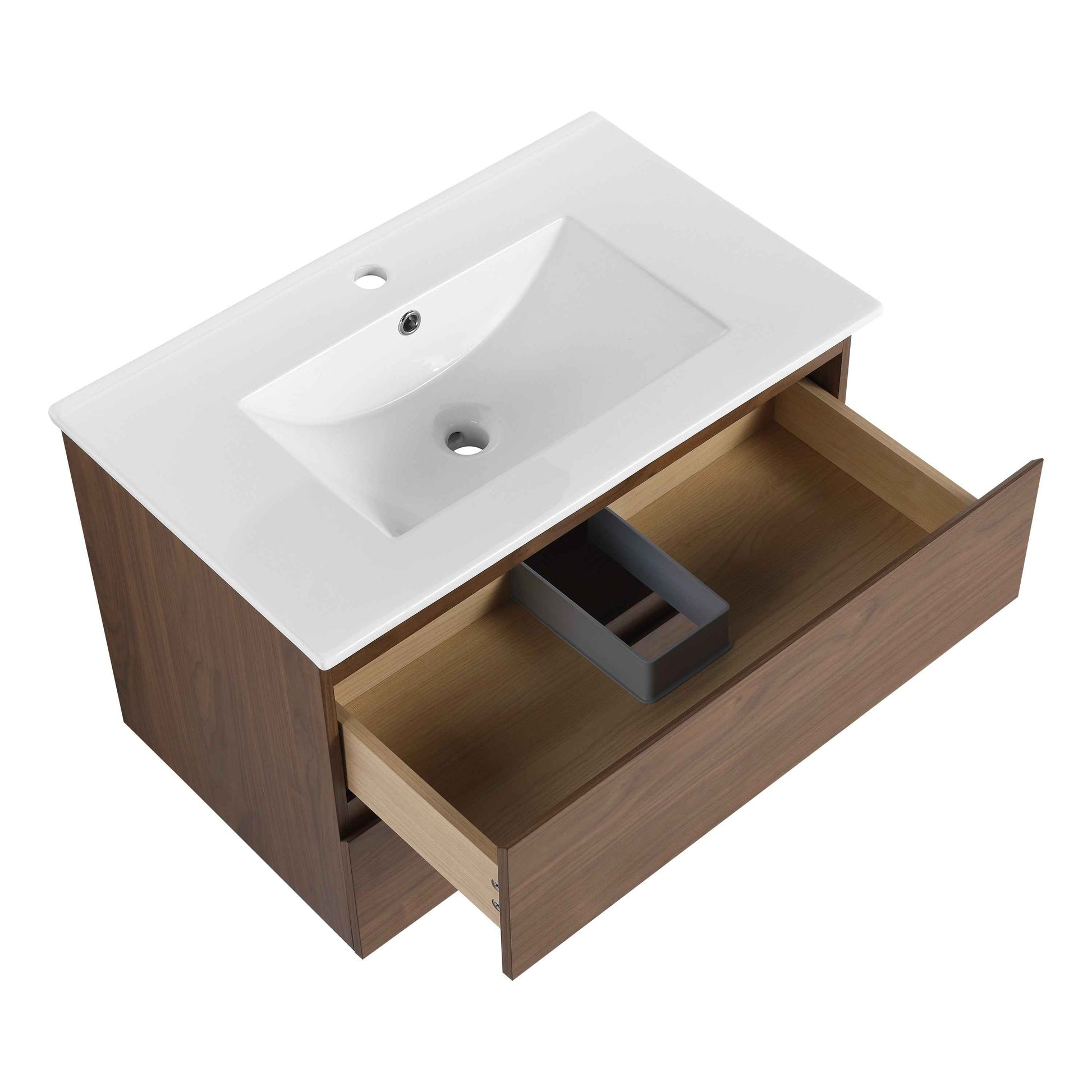 30' Wall-Mounted Bathroom Vanity With Ceramic Sink, KD-Package,2-Soft Close Drawers, KD-Package
