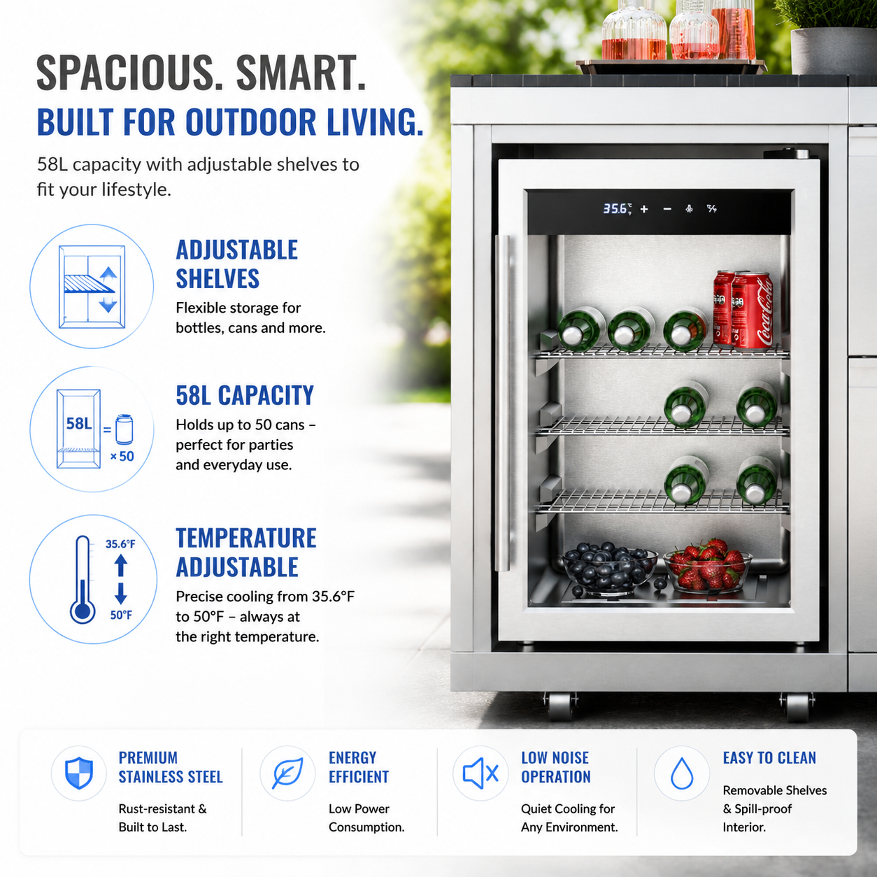 Outdoor Kitchen Island 82.5 Inch 6 Burner Propane Gas BBQ Grill 83500 BTU 304 Stainless Steel Silver Color With CSA, ETL Certification + Sink + Refrigerator
