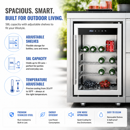 Outdoor Kitchen Island 82.5 Inch 6 Burner Propane Gas BBQ Grill 83500 BTU 304 Stainless Steel Silver Color With CSA, ETL Certification + Sink + Refrigerator