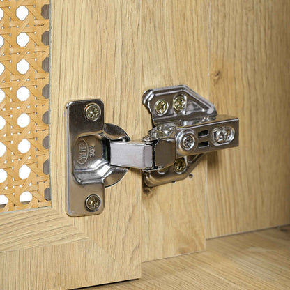 ExBrite 30" Bathroom Vanity with Resin Sink, Solid Wood Legs & Handwoven Rattan Doors for Modern Bathroom Storage