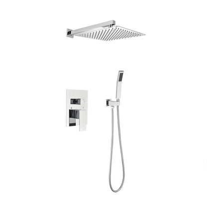 3PSQ Exbrite 12' Rain Shower Head Systems Wall Mounted Shower,Chrome - ExBriteUSA