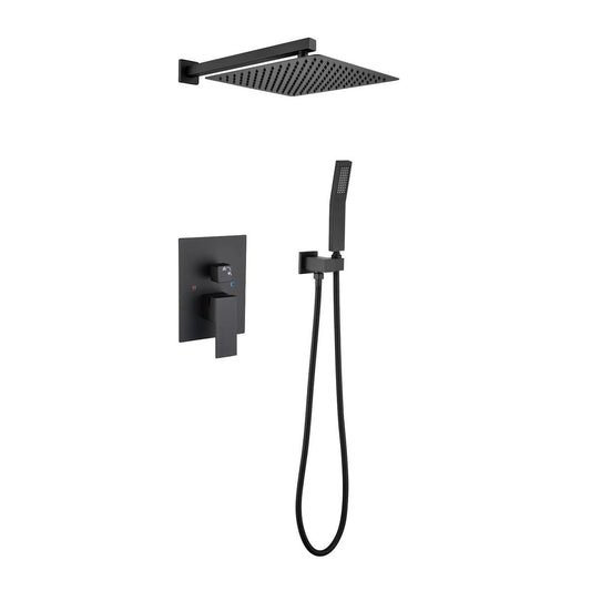 3PSQ Exbrite 12' Rain Shower Head Systems Wall Mounted Shower,Matte Black - ExBriteUSA