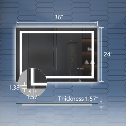 Apex 24" W x 36" H LED Bathroom Light Mirror,Anti Fog,Dimmable,Dual Lighting Mode,Tempered Glass