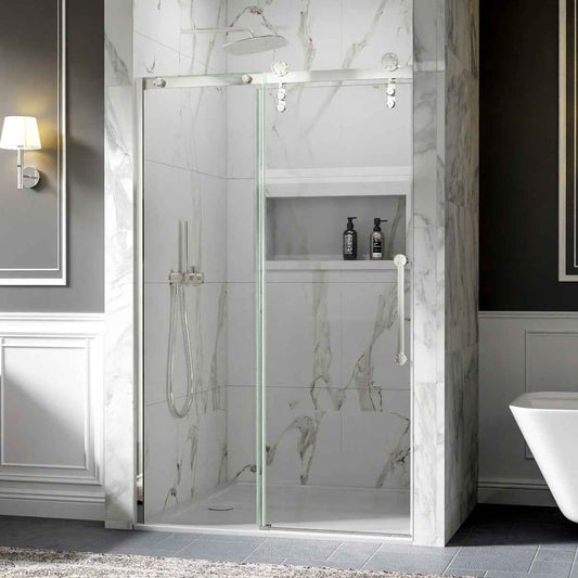 44-48" x 76" Frameless Sliding Shower door,Chrome,Easy clean|ExBrite Elysian-S Series