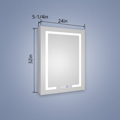 Boost-M2 24" W x 32" H LED Lighted Bathroom Medicine Cabinet with Mirror, Right Hinge
