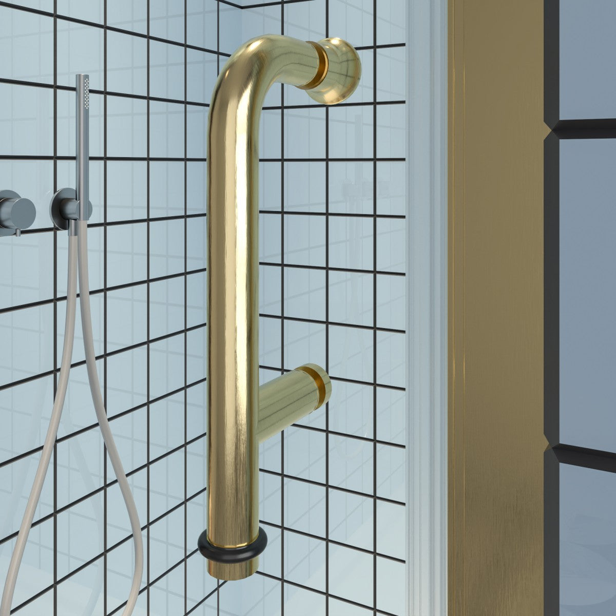 Exbrite Adapt Bifold Shower Door 30-32 in.W x 72 in.H Pivot Swing Shower Doors,Brushed Gold,Tempered Shower Glass