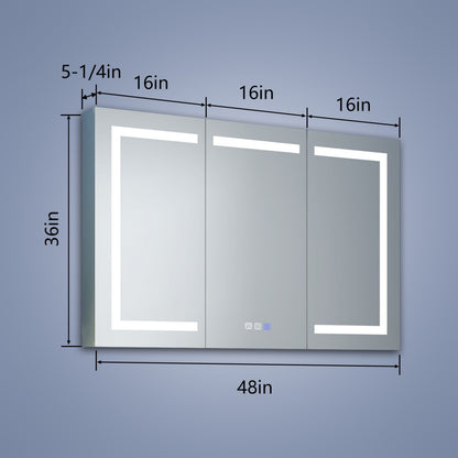 Boost-M2 48" W x 36" H Bathroom Light Medicine Cabinets with Vanity Mirror Recessed or Surface