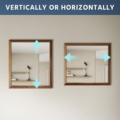 40" x 36" Dark Wood Grain Rectangular Wall Mount Makeup Mirror with Shatterproof Tempered Glass, Rust-Resistant Aluminum Frame for Bathroom, Living Room & Hallway | Nolhurst