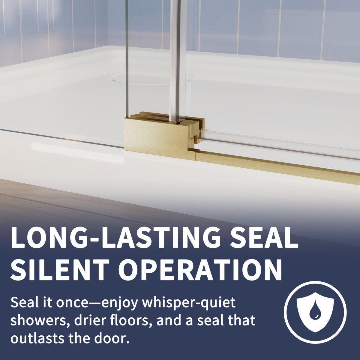 Flexi-L 44-48" W X 70" H Bathroom Glass Shower Doors,Semi-Frameless Brushed Gold,Tempered Glass Shower Door With Handle
