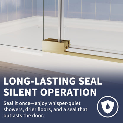 Flexi-L 50-54" W X 70" H Bathroom Glass Shower Doors,Semi-Frameless Brushed Gold,Tempered Glass Shower Door With Handle