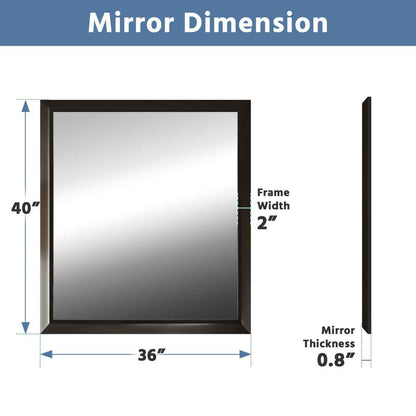 40" x 36" Modern, Elegant Rectangular Wall Mirror with Tempered Glass, Shatterproof, Rust-Resistant Wood Grain Aluminum Frame for Bathroom, Living Room & Hallway| Nolhurst