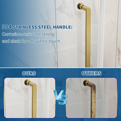 41-42" x 74" Pivot Frameless Shower Door with Brushed Gold Finish and Easy Clean - ExBrite Valor Series with Shower Door Pivot Hinge