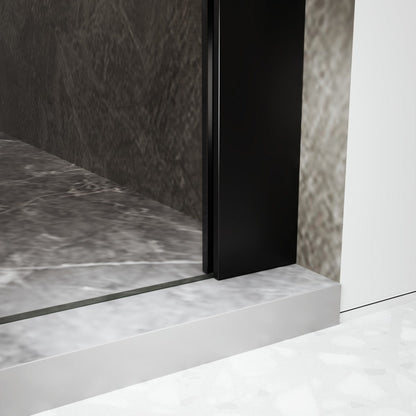 41-42" x 74" Pivot Frameless Shower Door,Matte Black,Easy clean|ExBrite Valor-N Series