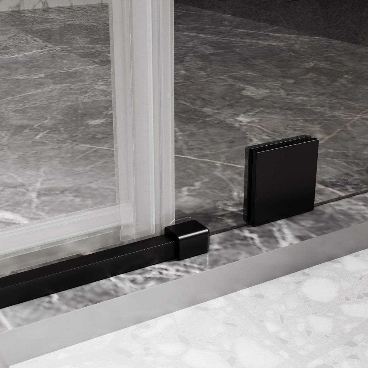 41-42" x 74" Pivot Frameless Shower Door,Matte Black,Easy clean|ExBrite Valor-N Series