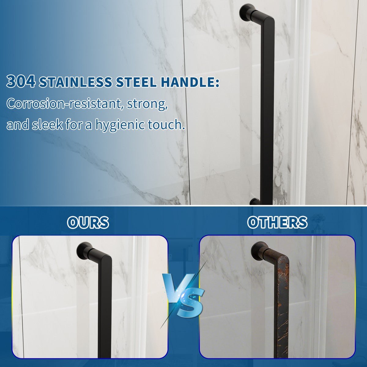 41-42" x 74" Pivot Frameless Shower Door,Matte Black,Easy clean|ExBrite Valor-N Series