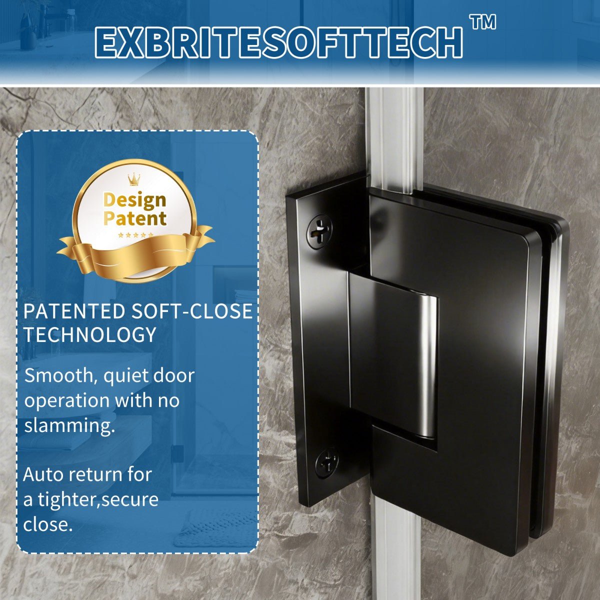 41-42" x 74" Pivot Frameless Shower Door,Matte Black,Easy clean|ExBrite Valor-N Series