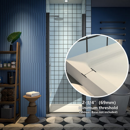 Classy 28-30"x72" Frameless Shower Door in Matte Black,Water Repellent Glass with Seal Strip Parts and Handle,6mm Glass Shower Door - ExBriteUSA