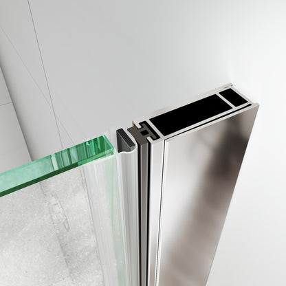 Classy 34-36" W x 72" H Pivot Semi-Frameless Shower Door Chrome Install Glass Shower Door