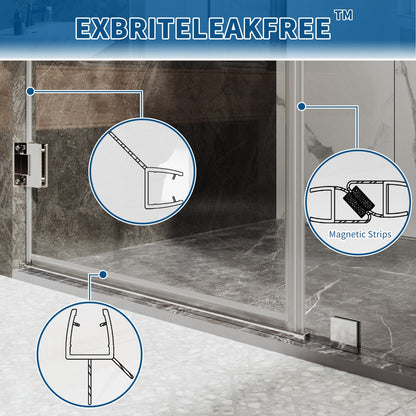 35-36" x 74" Pivot Frameless Shower Door,Chrome,Easy clean|ExBrite Valor Series