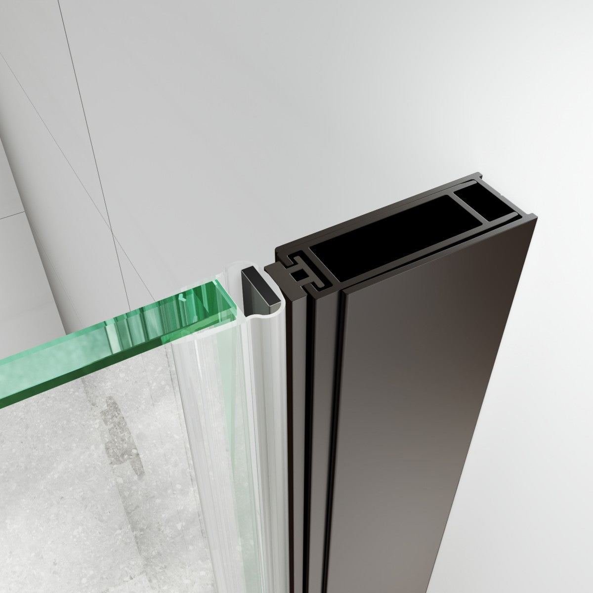 Classy 32-34" W x 72" H Pivot Shower Door Semi-Frameless,Matte Black Install Glass Shower Door