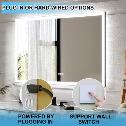 Apex-Noir 60"x36" Framed LED Lighted Bathroom Mirror