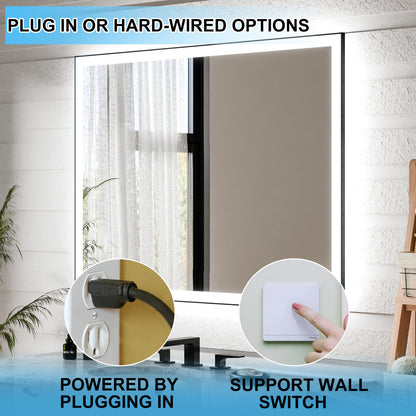 Apex-Noir 48"x36" Framed LED Lighted Bathroom Mirror