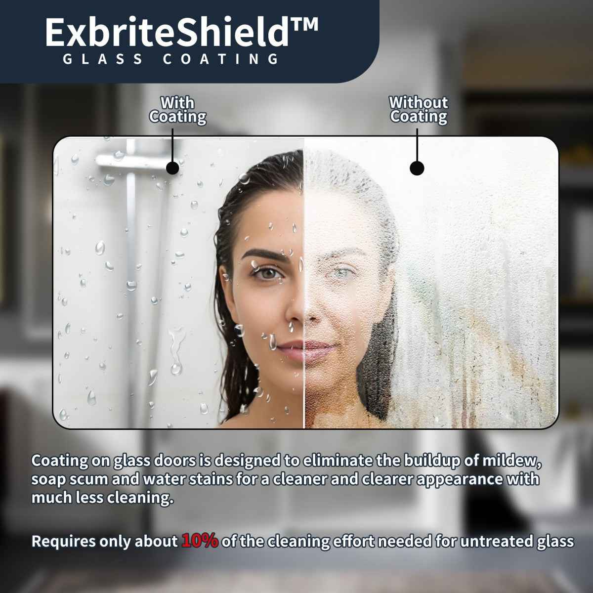 44-48" x 76" Frameless Sliding Shower door,Matte Black,Easy clean|ExBrite Elysian-M Series